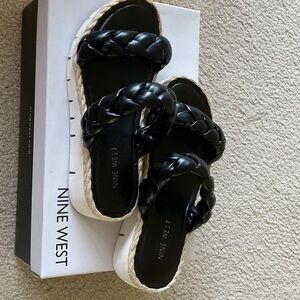 Nine West Black Braided Sandals